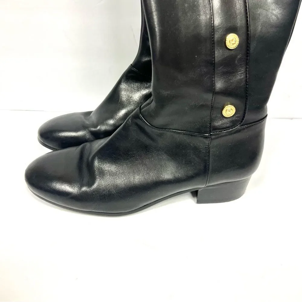 Nine West black Leather Riding Boots 8.5
